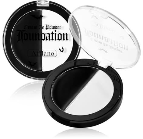 Halloween Goth Schminke Schwarz Weiß, Schwarz Weiß Foundation Vollabdeckung hochpigmentiert Wasserfest Ungiftig, Face Body Paint für Halloween Clown Vampir Zombie Cosplay Bühne Karneval Theater