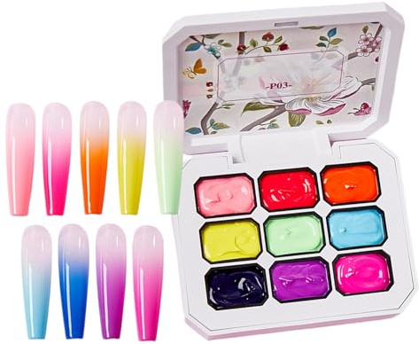 Gel para Pintar Uñas Paleta de Manicura 9 Colores con Pintura de Golpeteo