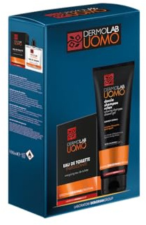 Dermolab Uomo - Kit Doccia Shampoo Relax 250 ml Muschio e Ambra, Azione Tonificante, e Profumo Eau De Toilette Energizzante 100 ml, Note di Arancio e Lavanda