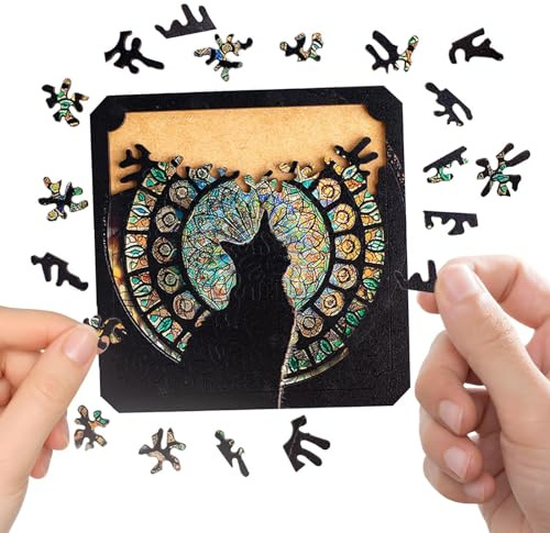 Niesel Puzzle Für Erwachsene Mit Katzen | 76 Teile Katze Kirche für Zuhause | Kunst Puzzle Schwarz | Für Fans Wohnzimmer Tisch Büro Bar Innen Eingang Wohnung Flur