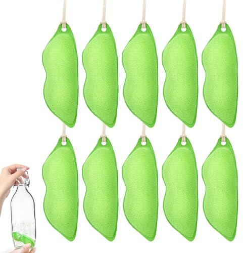 Songella Esponja Limpiadora De Botellas Frijoles Ágicos Cocina Reutilizable 10 Piezas Para Limpiar Agua, Verde, M