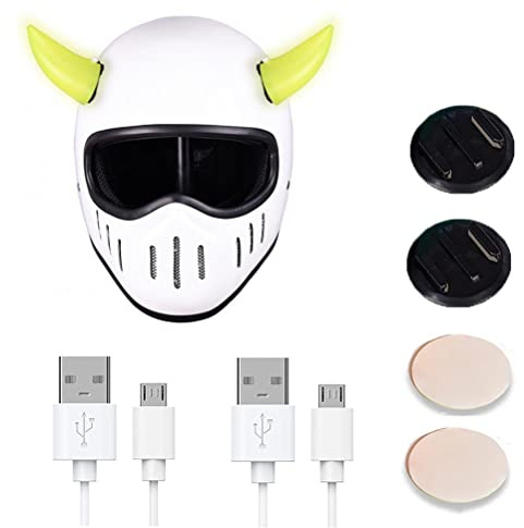 Nosqew Leuchtender Helm mit Teufelshörnern, Wiederaufladbar, LED-Leuchthelm-Dekorationszubehör mit Schnellverschluss-Basis für Fahrrad- und Motorradhelme, Material: PP, Farbe: