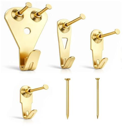 YISCOKO Kit di ganci per appendere quadri, ganci (22,7 13,6 9 4,5 kg) e chiodi, per appendere quadri, foto, specchi per cartongesso, legno, pareti dure e pareti a secco