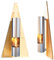 Ethanol und Gel-Kamin - Pyramide - Holz Natur-Farben - Edelstahl - mit Zubehör
