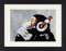 1art1 Streetart Poster Banksy AFFE mit Kopfhörern, Musik Gerahmtes Bild Mit Edlem Passepartout | Wand-Bilder | Im Bilderrahmen 40x30 cm