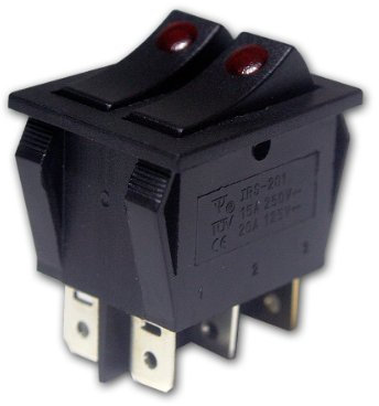 world-trading-net - 5er Set Doppel-Wippenschalter 1-polig, rot beleuchtet 230V