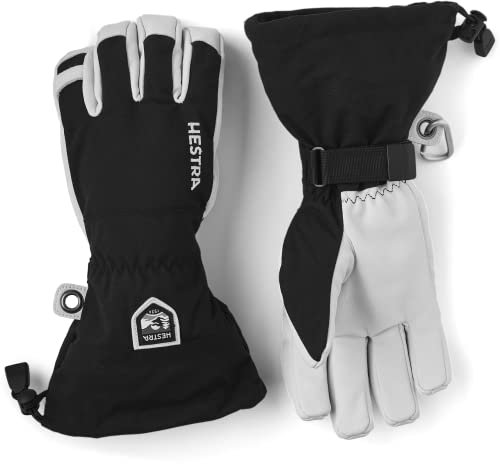 Hestra Army Leather Heli Skihandschuh - Klassischer 5-Finger-Schneehandschuh zum Skifahren, Snowboarden und Bergsteigen, Schwarz, 8