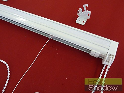 Easy-Shadow - Raffrollo Faltrollo Rollo-Technik Breite 130 cm Kettenzug Länge 100 cm - rechts - geschlossene Kassette mit Kettenzug Länge / Seitenzug - Bandlänge für die maximale Höhe von 3 Meter - inkl. Universal Wand- und Deckenträger - ohne Stoff / Maßanfertigung