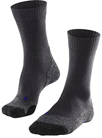 FALKE Women's TK2 Explore Cool Hiking Socks, Mid Calf, Medium Padding, Breathable Quick Dry, Cooling, Lyocell, Grey (Asphalt Melange 3180), 8-9, 1 Pair