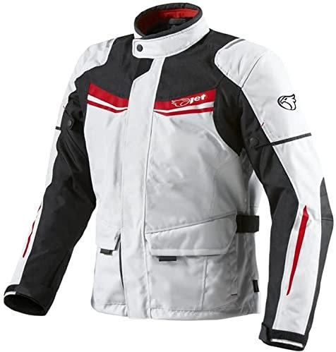 Jet Chaqueta protectora para motocicleta, impermeable, con protección CE, para hombre, color blanco, blanco, M