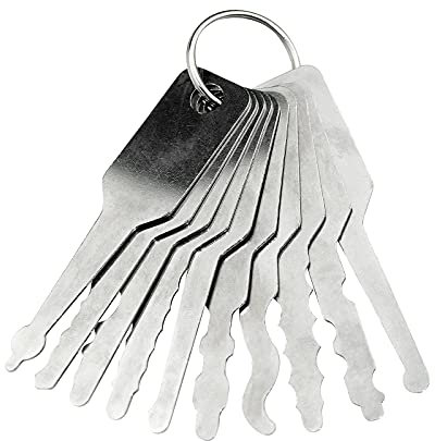 Set di chiavi passpartout per le serrature delle auto, in acciaio INOX, per serrature a cilindro e a placchetta, ideali per fabbri