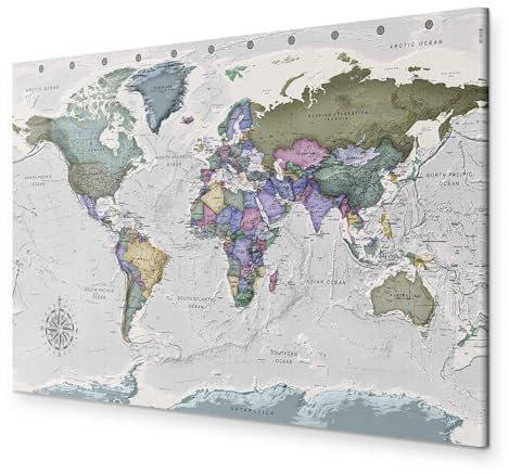 murando - Bilder Weltkarte 120x80 cm Vlies Leinwandbild 1 tlg Kunstdruck modern Wandbilder XXL Wanddekoration Design Wand Bild - Landkarte grau k-A-0380-b-a