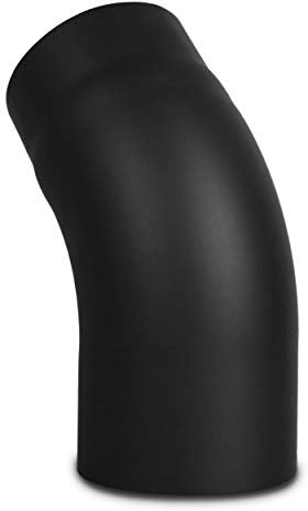LANZZAS Ofenrohr Bogen 45° gezogen (fullform) - im Durchmesser Ø 150 mm - Farbe: schwarz - Rauchrohr/Knie Bogen