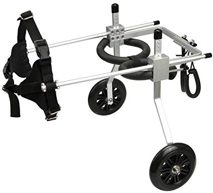 Anmas Box Kleiner Hunderollstuhl für 16–26 cm, 2–7 kg, Aluminium, Verstellbar, Silber