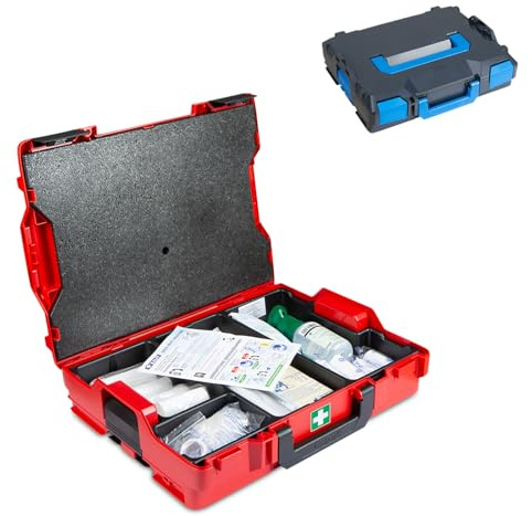 Sortimo L-BOXX 102 G4 Rot – Erste-Hilfe-Koffer mit DIN 13157 Verbandmaterial – Inkl. Augenspülflasche & Kältekompresse – Robuster ABS-Kunststoff – Klicksystem für sicheren Transport