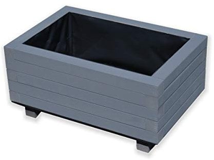 Alfalux Hochbeet 60 x 40 x 30H cm Blumenkasten aus Holz Pflanzkübel Garten Balkon Terrasse GRAU ANTHRAZIT 60KAN4030AN