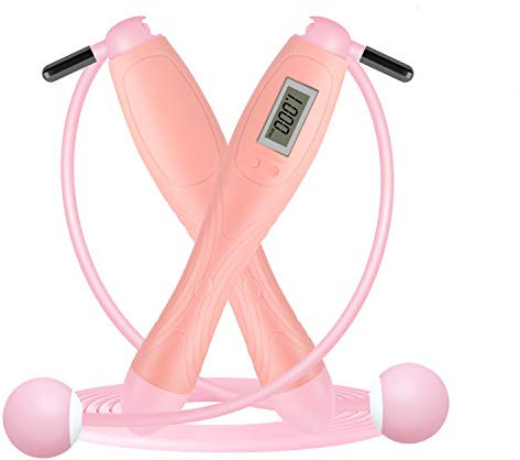 Corde à Sauter, Wisdom1674 Corde à Sauter Numérique Réglable avec Compteur LED, Corde à Sauter Sans Fil Accessoires pour Fitness à Domicile, Corde à Sauter Pour le Fitness, Boxe, Gym