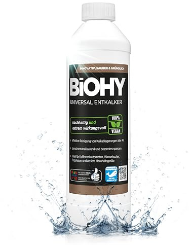 BiOHY Entkalker Wasserkocher Kaffeemaschine Kalklöser (500 ml) | Gegen Kalk in Glaskannen, Duschkopf, Armaturen und Waschmaschine, lebensmittelecht und ergiebig in der Dosierung