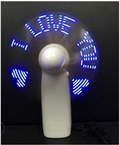 FLAIGO LED Programmable Mini Strong Handheld Fan, Neon Glow Light-up Message Fan, Personal Portable Battery Powerful Fan, Party Favor, Blue