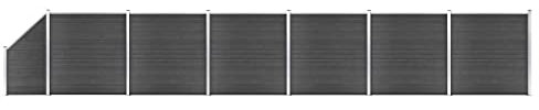 vidaXL Zaunelement Set mit Pfosten Sichtschutz Windschutz Zaun Gartenzaun Lamellenzaun Sichtschutzzaun Windschutzzaun WPC 1138x(105-186) cm Schwarz