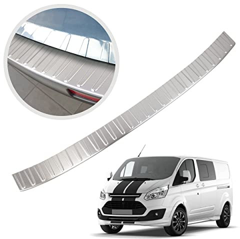 CHROMEMASTER Protection de Pare-Chocs arrière Compatible avec Ford Transit Custom de 2012-2023 | Acier INOX brossé, Argent Mat | Protection de seuil de Coffre pour protéger Votre Voiture des Rayures