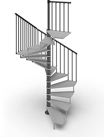Scala a Chiocciola a Pianta Quadrata 120x120 cm. TEKLA 13 Gradini - Altezza tra i Piani 267-312 cm. (Cemento, ACCIAIO ANTRACITE)