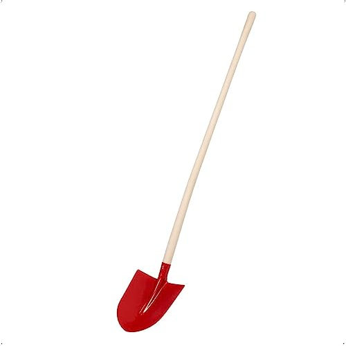 Rekord Frankfurter Sandschaufel (gehärteter Stahl, rote Pulverbeschichtung) mit 130 cm Eschen-Stiel, Größe 5, Maße Schaufelkopf: ca. 30 x 27 cm, Bauschaufel, Gartenschaufel