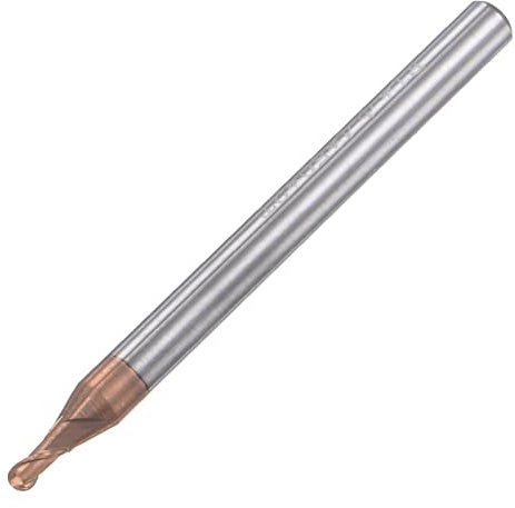 sourcing map Ball Nose End Mill 1mm Tip Radius Solid Carbide AlTiSin Coated CNC Router Bits 2 Flute Spiral Milling Cutter HRC55 with 4mm Shank 50mm (2-inch) Length