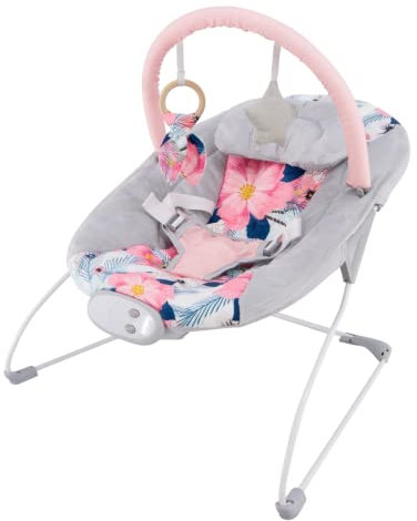 LADIDA Babywippe mit beruhigenden Vibrationen, Musikmelodien, maschinenwaschbarem Sitzpolster, rutschfesten Füßen und abnehmbarem Spielzeugbügel mit 2 schönen Spielzeugen 147