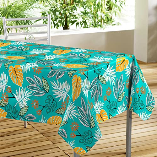 Douceur d'Intérieur, Nappe Rectangle (140 x 300 cm) Lilidae Turquoise, PVC Imprimé