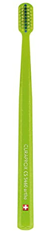 Curaprox CS 5460 Kieferorthopädische Zahnbürste – Erwachsene Mit Zahnspange | Sanfte Tägliche Pflege Mit Bracketrille | Grün-grün | Einzelpackung