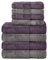 Komfortec 8er Handtuch Set aus 100% Baumwolle, 4 Badetücher 70x140 und 4 Handtücher 50x100 cm, Frottee, Weich,Groß, Anthrazit Grau/Violett