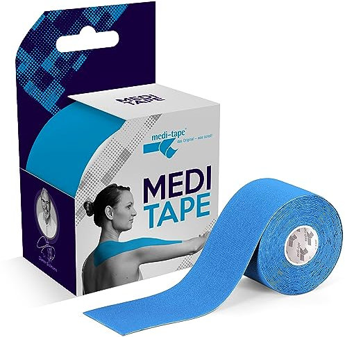 Medi-Tape Sport 5m - Latexfreies Kinesiologie Tape mit 150% Elastizität, atmungsaktives & wasserfestes Physio Tape für ultimativen Halt, Kinesio Tape in Blau