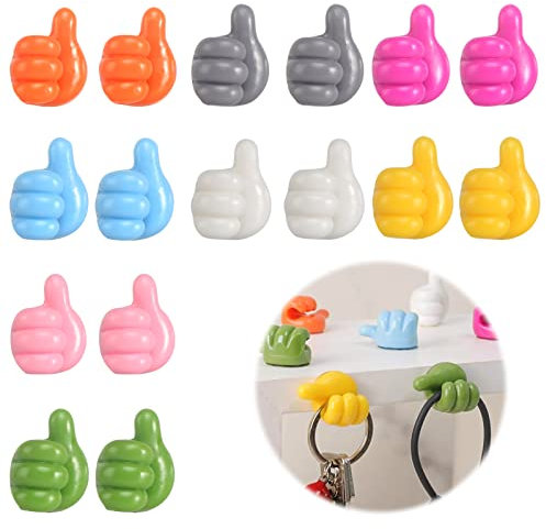 Ganchos de pared para pulgar, 16 unidades, resistentes al agua, de silicona, autoadhesivos, colgadores para cocina, baño, inodoro