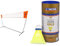VICTOR Easy Badmintonnetz - Höhenverstellbares Outdoor Multifunktionsnetz, 350 * 155 & Nylon Shuttle 2000 Gold Federball 6er Dose gelb-blau