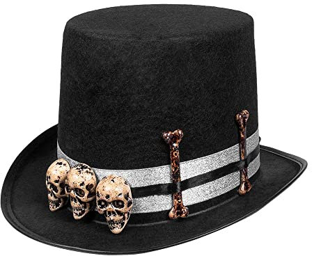 Boland 72237 - Zylinder Totenkopf, Hut, Skull Master, Steampunk, Voodoo, Kopfbedeckung, Accessoire, Halloween, Karneval, Mottoparty
