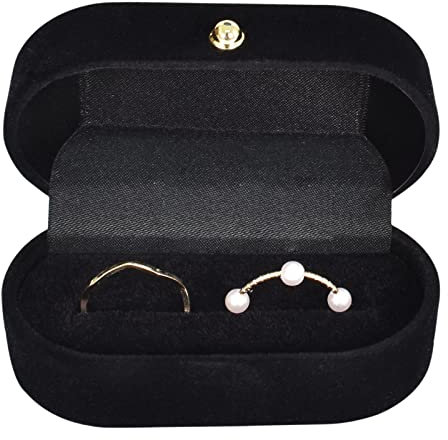 Samt Schmuck Ringbox, Schmuckkästchen Damen, Ring Schmuckschatullen, Grau Velvet Geschenkbox Ehering Box, Schmuckschachtel Mädchen, Schmuck Präsentationsbox für Heiratsantrag, Verlobung (Schwarz)