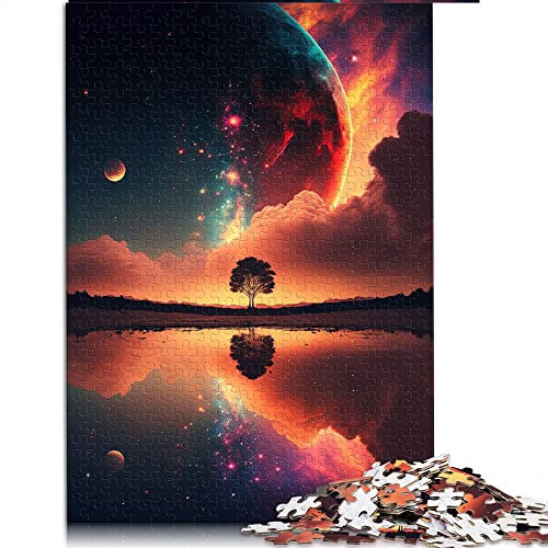 1000 Teile Puzzle Verträumter surrealer Sonnenuntergang Puzzles für Erwachsene Holzpuzzle Herausforderndes Spiel (Größe 50x75cm)