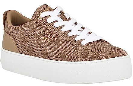 GUESS Women's Genza Sneaker, Latte Multi 110, 37 EU
