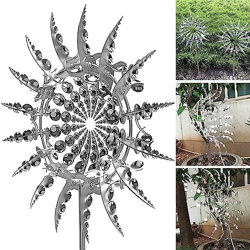 Molino de viento metálico único y mágico,Carillones de viento para colgar al aire libre,Molinillo de viento jardín pájaro,Jardín Windspinner Decoración