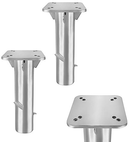 SUBTLETY Universal Bodenhülse Sonnenschirmständer aus Metall Bodenplatte Schirmständer Erdanker Bodenanker zum Einbetonieren Silber Erdspieß für Sonnenschirm Ampelschirm Kurbelschirm (2 Stück)