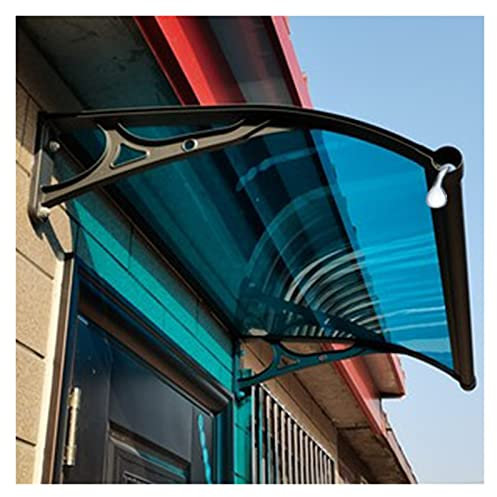 Vordach für die Vordertür, Außenmarkise, Upgrade des großen Waschbeckens, Regenschutz für Hintertür-Dachvordächer, gebogene Polycarbonatplatte, Stummschaltung, UV-Schutz vor Regen und Schnee (blau 100