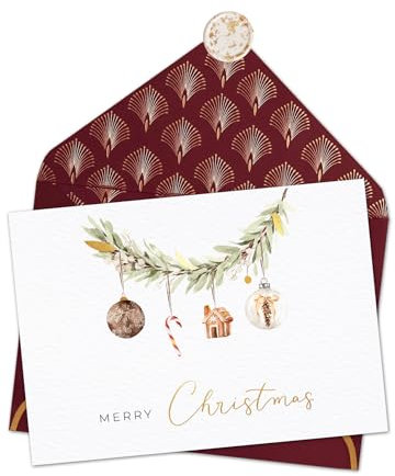 Joli Coon Weihnachtskarte Merry Christmas mit Weihnachtskuvert und Wachssiegel - Karte Weihnachten