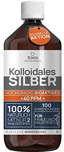 Kolloidales Silber 40 PPM 1 Liter | Premium Silberwasser Stärker als 25ppm | Für Mensch, Hund & Katze | Carbon Neutral | 100% natürlich mit 2 Zutaten