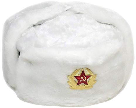 Bison USCHANKA Russland FELLMÜTZE WINTERMÜTZE SCHAPKA Ushanka SCHAPKA FLIEGERMÜTZE PELZMÜTZE MIT KOKARDE (DE/NL/SE/PL, Numerisch, 58, 59, Weiss)