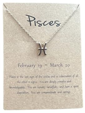 Zodiac Necklaces, Zodiac Chains, Birth Month Necklace, Good Luck Necklace, Horoscope Gifts, Star Sign Chains (Pisces Necklace)