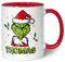 GRAVURZEILE Bedruckte Tasse - Grinch Motiv - Personalisiert mit Namen - Spülmaschinenfest & Mikrowelle geeignet - Weihnachtstasse als Geschenk für Sie & Ihn zu Weihnachten - Farbe: Rot