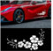 JNNJ 4 Stück Seitenaufkleber für Die Karosserie, Hibiskusblüten-Autoaufkleber, Auto Aufkleber Hibiskus Blumen Schmetterlinge Hawaii, Reflektierende Aufkleber Wasserdichtes Vinyl(Weiß)