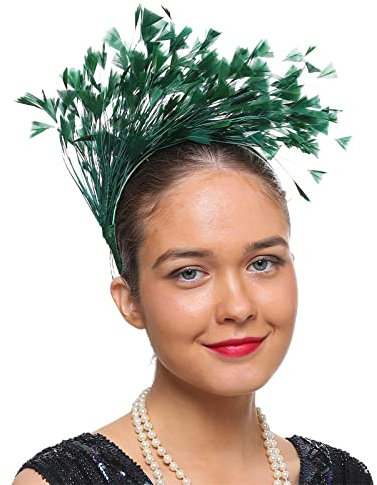 Generic Damen Kopfschmuck Fascinator Stirnbänder Cosplay Haarband Karneval Party Kopfschmuck Regenbogen Feder Haarreif Feder Kopfbedeckung Kostüm für Ostertag Hochzeit Halloween Party Faschingskostüm