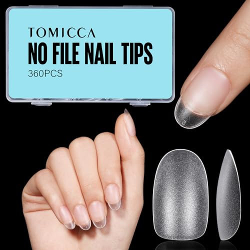 TOMICCA Capsule Americaine Ongle, 15 Tailles Faux Ongles, Ovale Court Couverture Complète, Pose Americaine Capsule pour Diy Nail Art Et Les Studios De Manucure, 360 Pièces